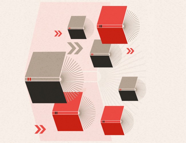 Fragment plakatu konkursowego Booktrailer Film Festival 2026 z motywem książek.