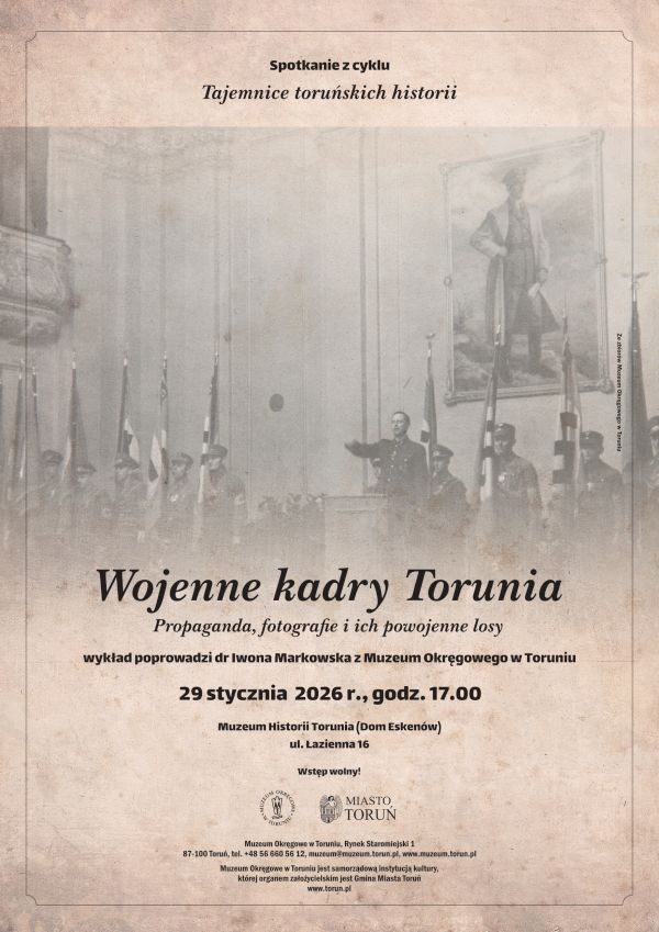 Plakat wykorzystujący starą fotografię hitlerowców podczas przemówienia.