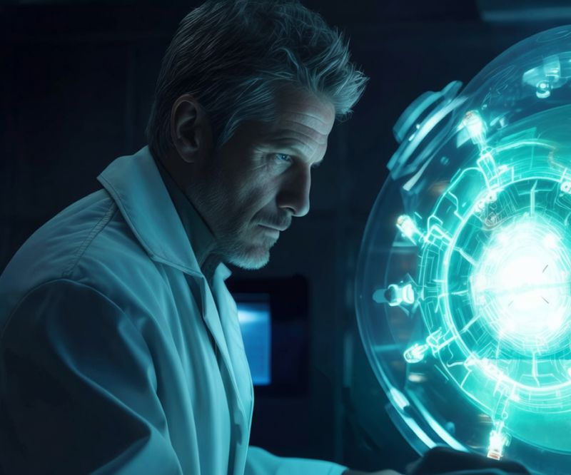 Naukowiec w laboratorium.