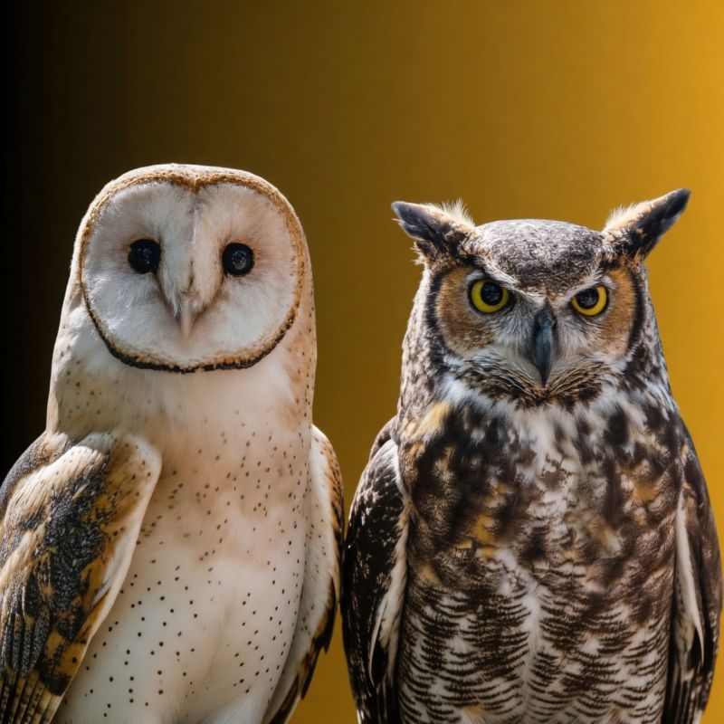 Dwie sowy różnych gatunków.
