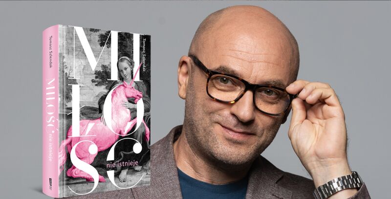 Okładka książki i autor na banerze promocji publikacji 