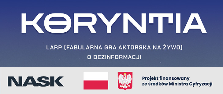 Grafika z napisem Koryntia i logotypami organizatorów.