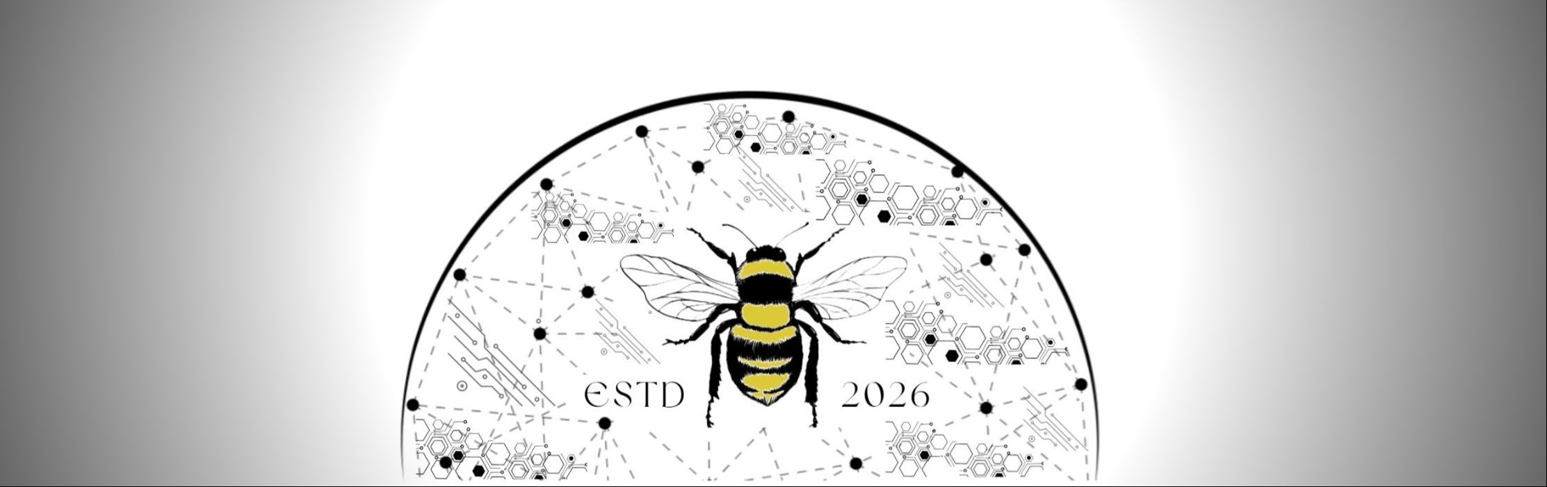 Pszczoła na tle graficznego przedstawienia układu elektronicznego.