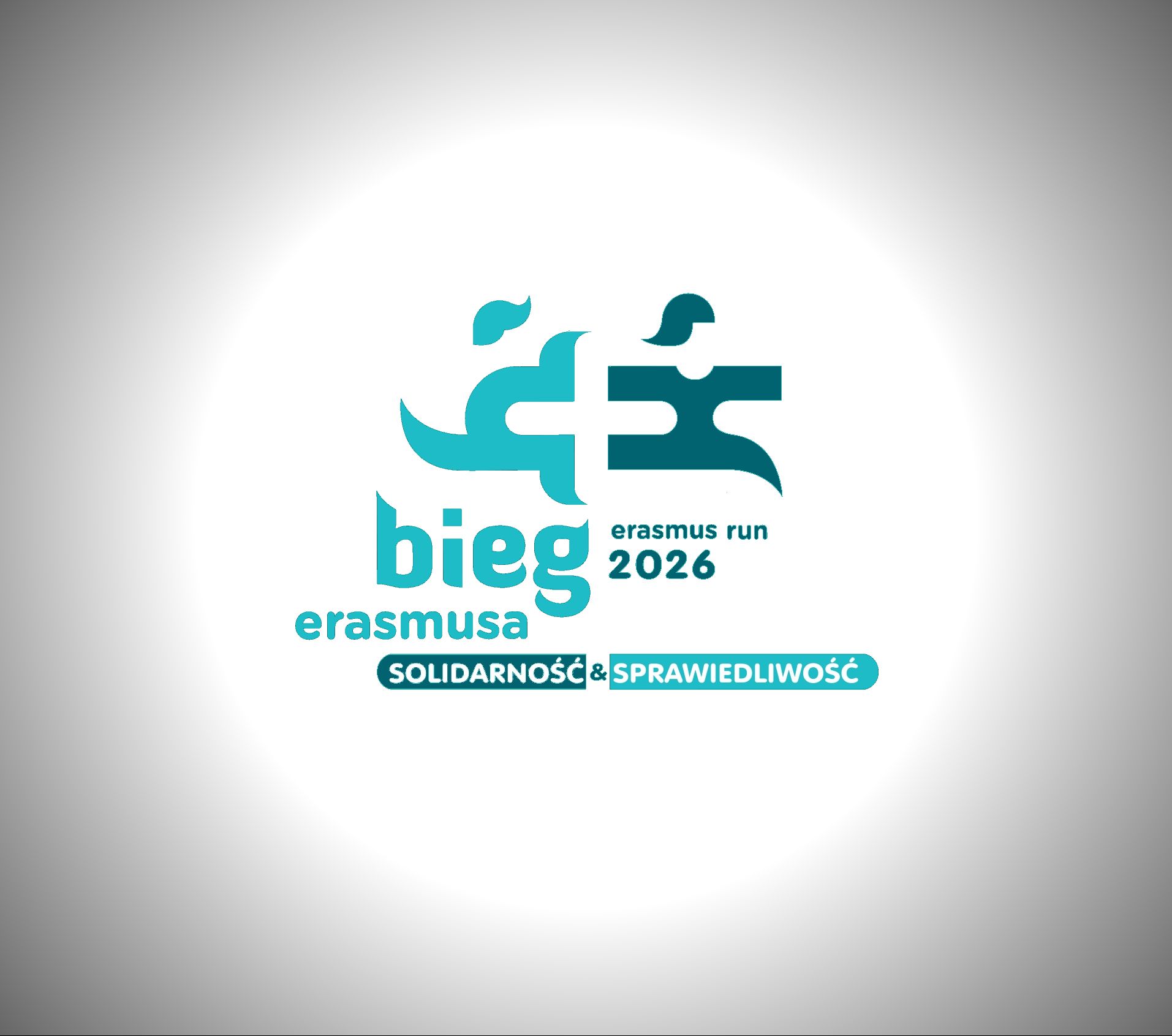 Logo Biegu Erasmusa 2026 z hasłem: solidarność, sprawiedliwość.