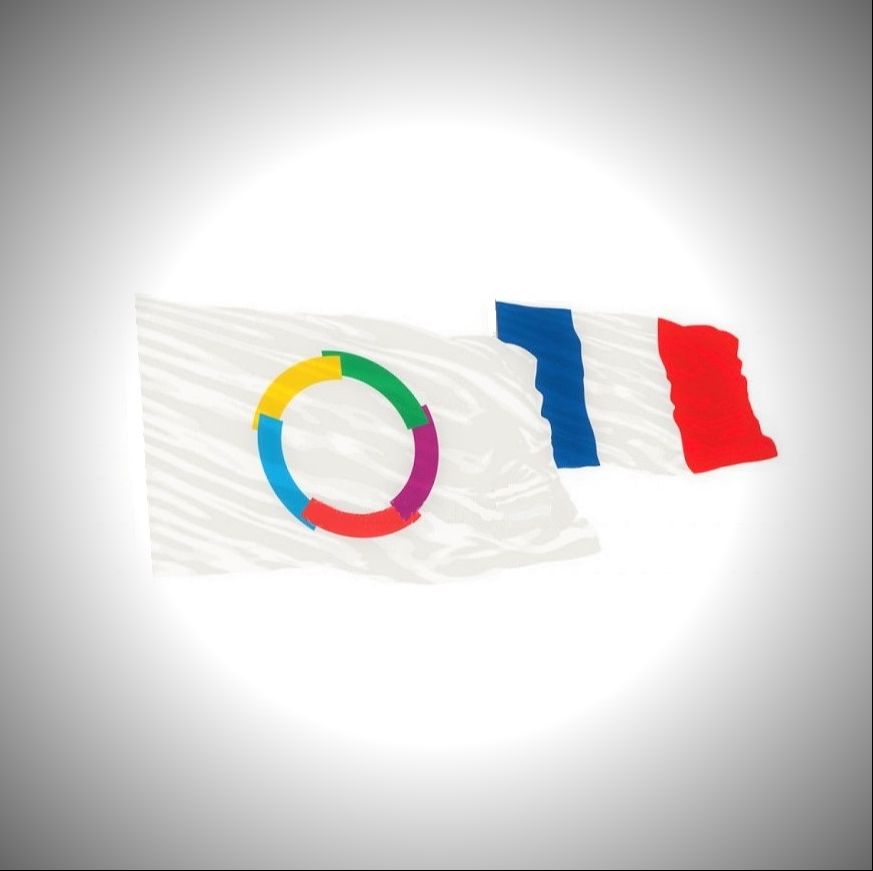 Flaga Frankofonii i flaga Francji.