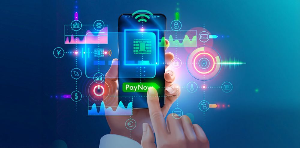 Smartfon i ikonki o tematyce finansów i handlu elektronicznego.