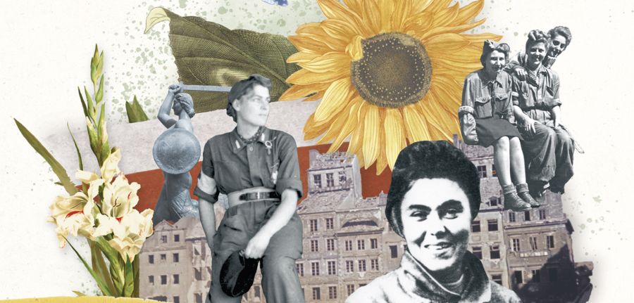 Kobiety w mundurach, warszawska starówka i kwiaty.