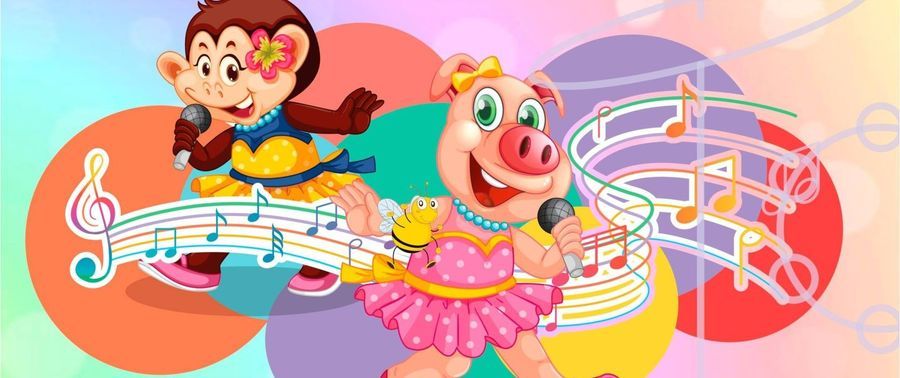 Śpiewająca małpka i świnka.