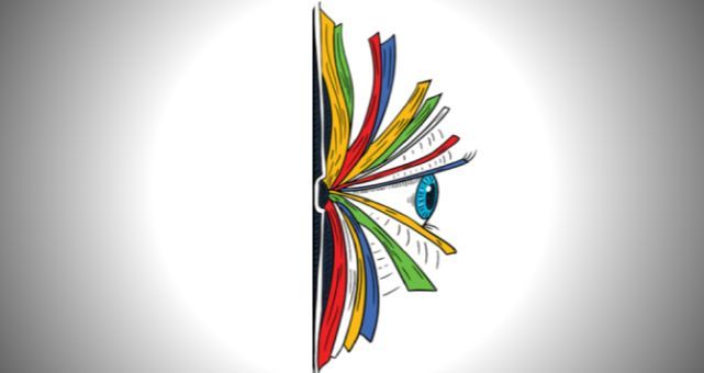 Otwarta książka i oko.