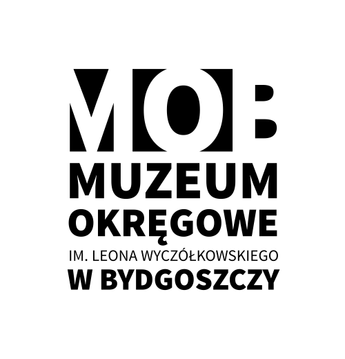 Czarno-biały logotyp Muzeum Okręgowego w Bydgoszczy.