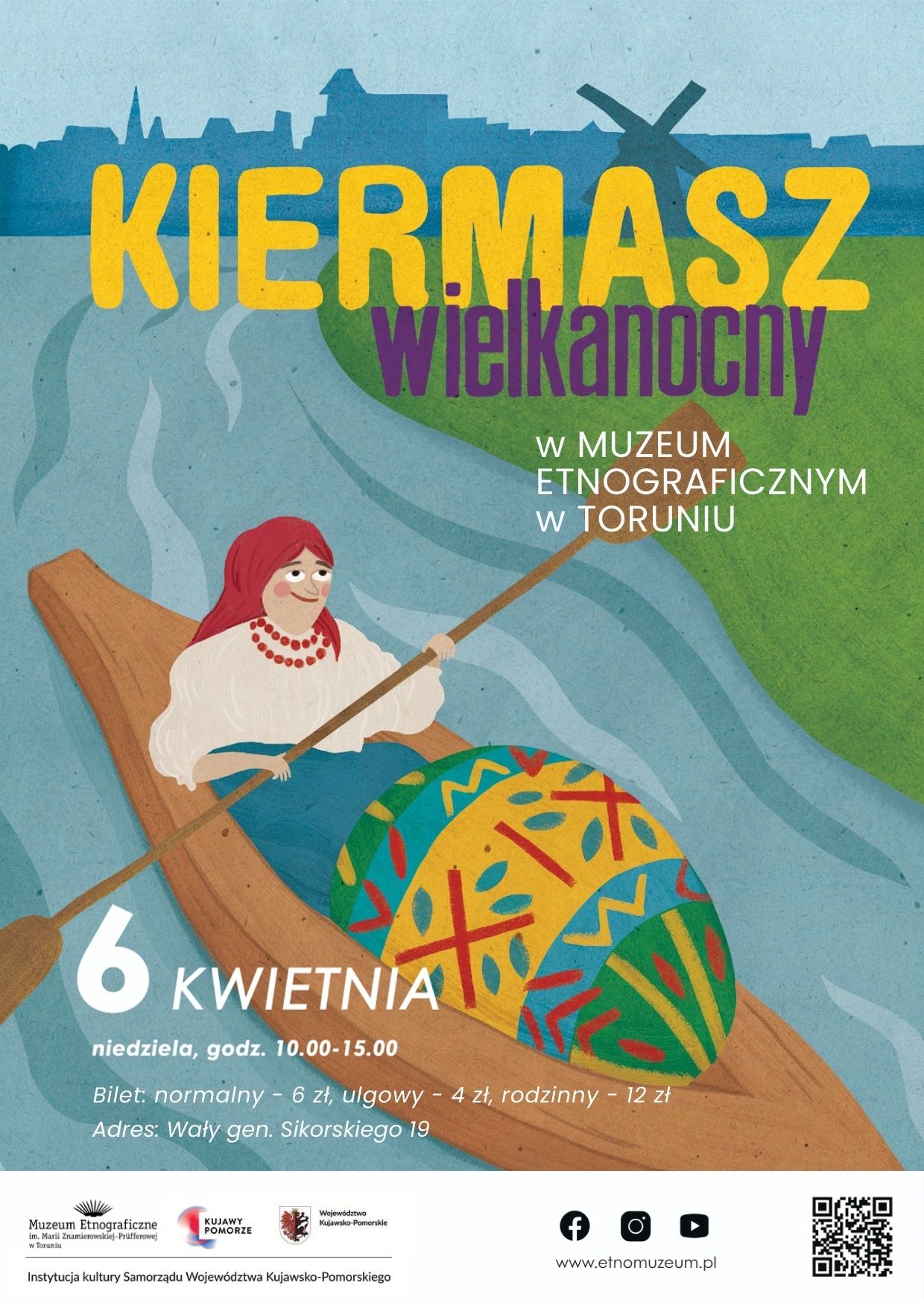 Plakat promujący Kiermasz Wielkanocny w Muzeum Etnograficznym w Toruniu.