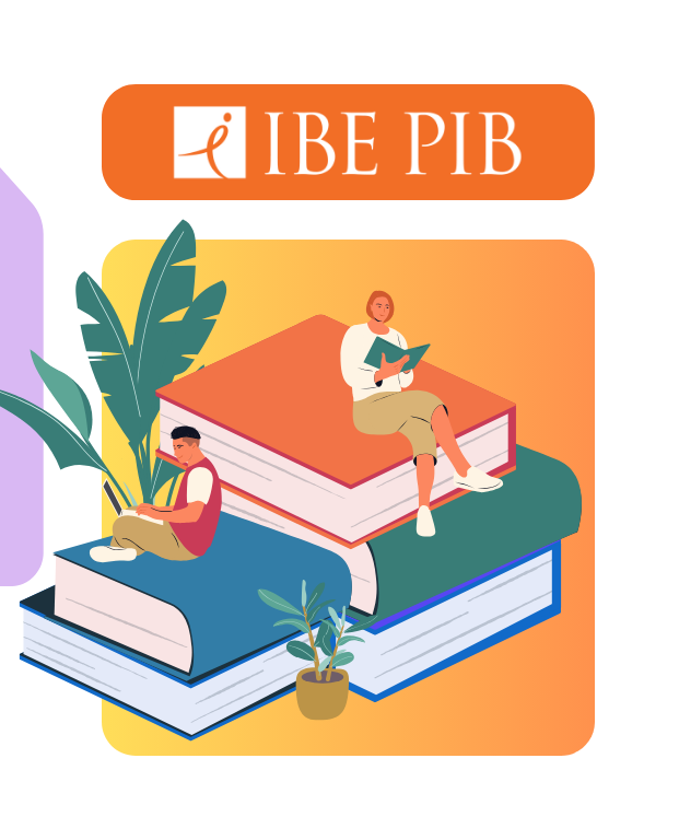 Dwie osoby siedzą na wielkich księgach.