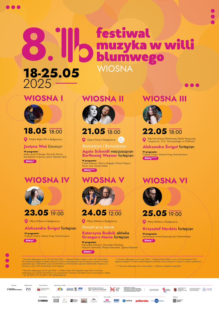 Plakat informujący o Festiwalu muzyka w willi Blumwego.