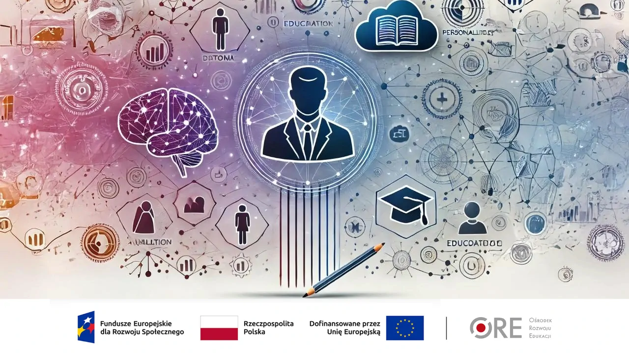 Piktogramy i ikony symbolizujące uczenie się: mózg, książka, biret studencki.