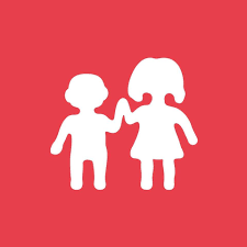 Postacie rysunkowe dziewczynki i chłopca, trzymające się za ręce.