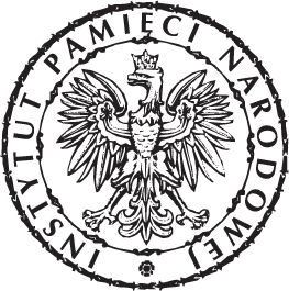 Okrągłe logo IPN: orzeł w koronie otoczony nazwą instytucji.