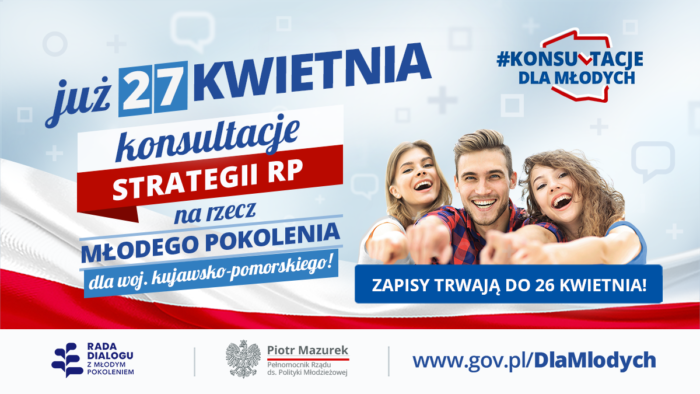 Grafika - Konsultacje „Strategii RP na rzecz Młodego Pokolenia” w województwie kujawsko-pomorskim!