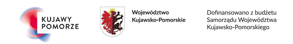 belka z logotypami: Kujawy Pomorze, Województwo Kujawsko-Pomorskie, z tekstem: Dofinansowano z budżetu Samorządu Województwa Kujawsko-Pomorskiego