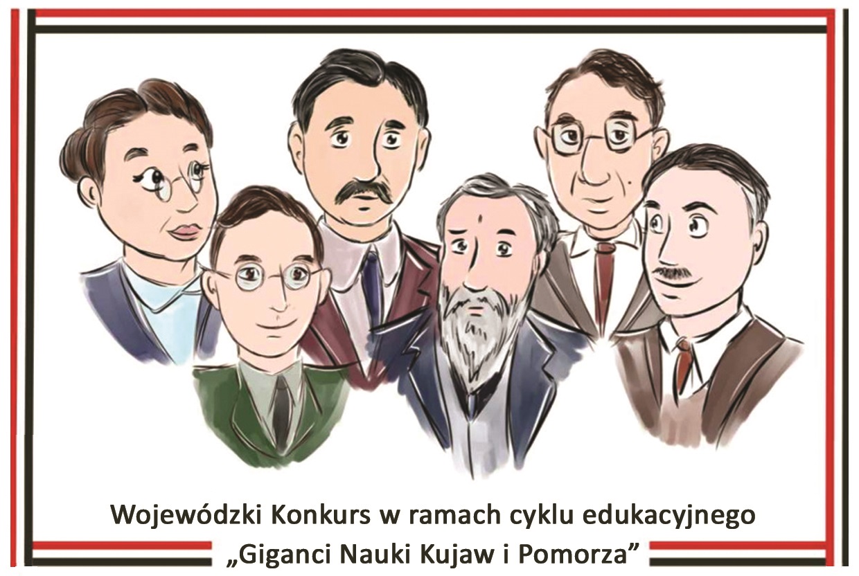Grafika rysunkowa towarzysząca konkursowi: popiersia sześciu osób - kobiety i mężczyzn w eleganckich strojach
