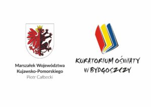 Logotypy Marszałka Województwa Kujawsko-Pomorskiego Piotra Całbeckiego i Kuratorium Oświaty w Bydgoszczy