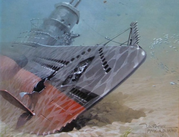 Zniszczony okręt na dnie morza.