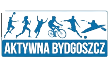 Postaci uprawiające różne sporty w logotypie projektu "Aktywna Bydgoszcz"