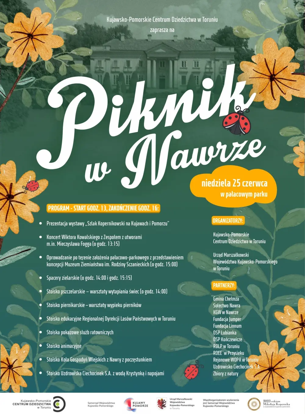 Plakat z programem Pikniku w Nawrze.