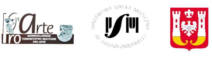 Logo Pro Arte, Państwowej Szkoły Muzycznej w Inowrocławiu i herb Inowrocławia.