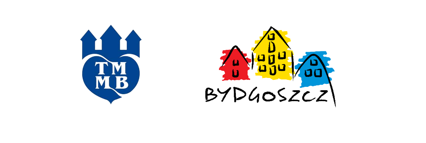 Logo Towarzystwa Miłośników Miasta Bydgoszczy i Logo Bydgoszczy.