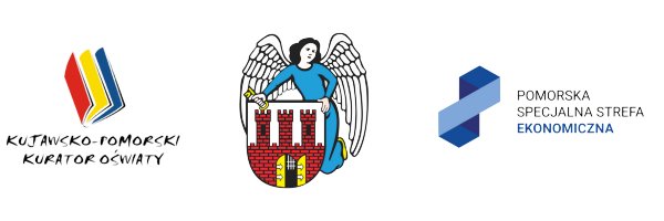Logotypy Kujawsko-Pomorskiego Kuratora Oświaty, Prezydenta Miasta Torunia i Pomorskiej Strefy Ekonomicznej.