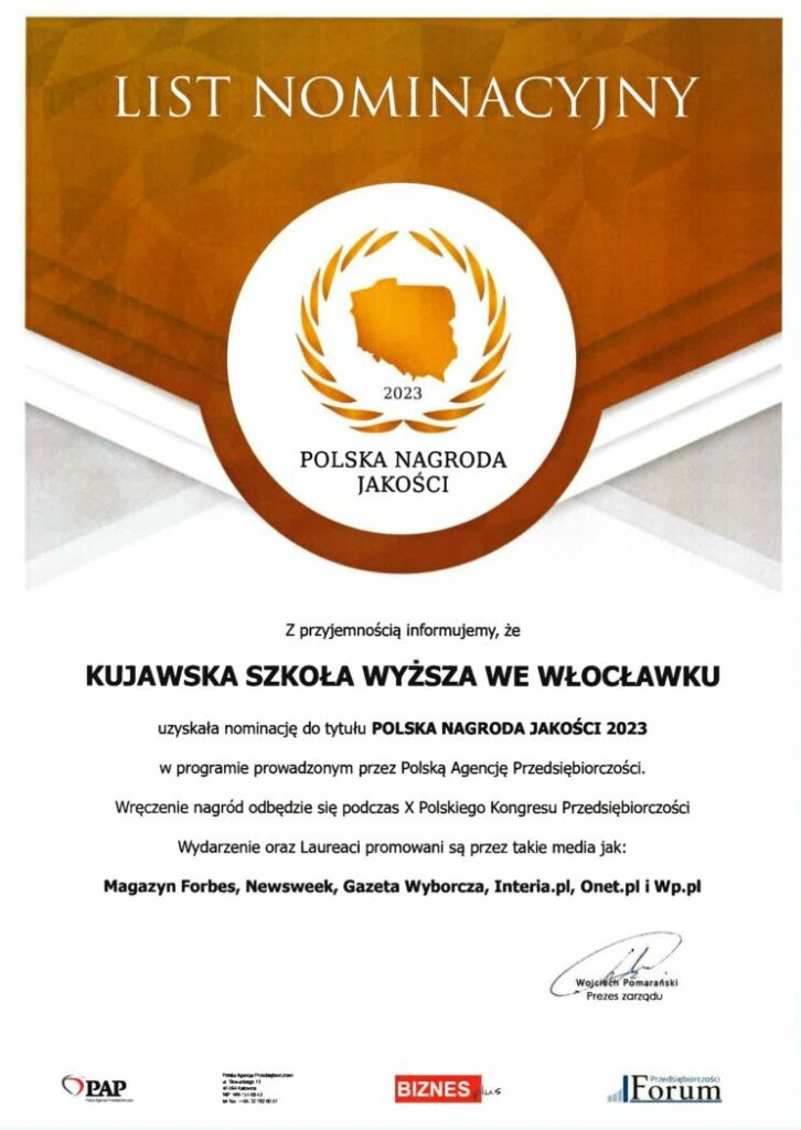 List nominacyjny Polska Nagroda Jakości 2023