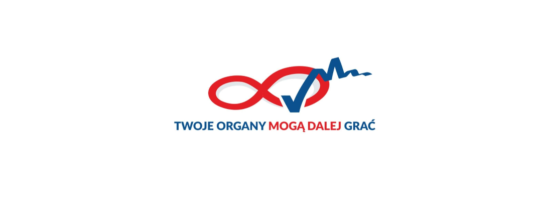 Symbol nieskończoności i zapis elektrokardiogramu z logotypie projektu "Twoje organy mogą dalej grać".