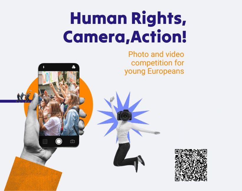 Human Rights, Camera, Action! Plakat konkursowy .