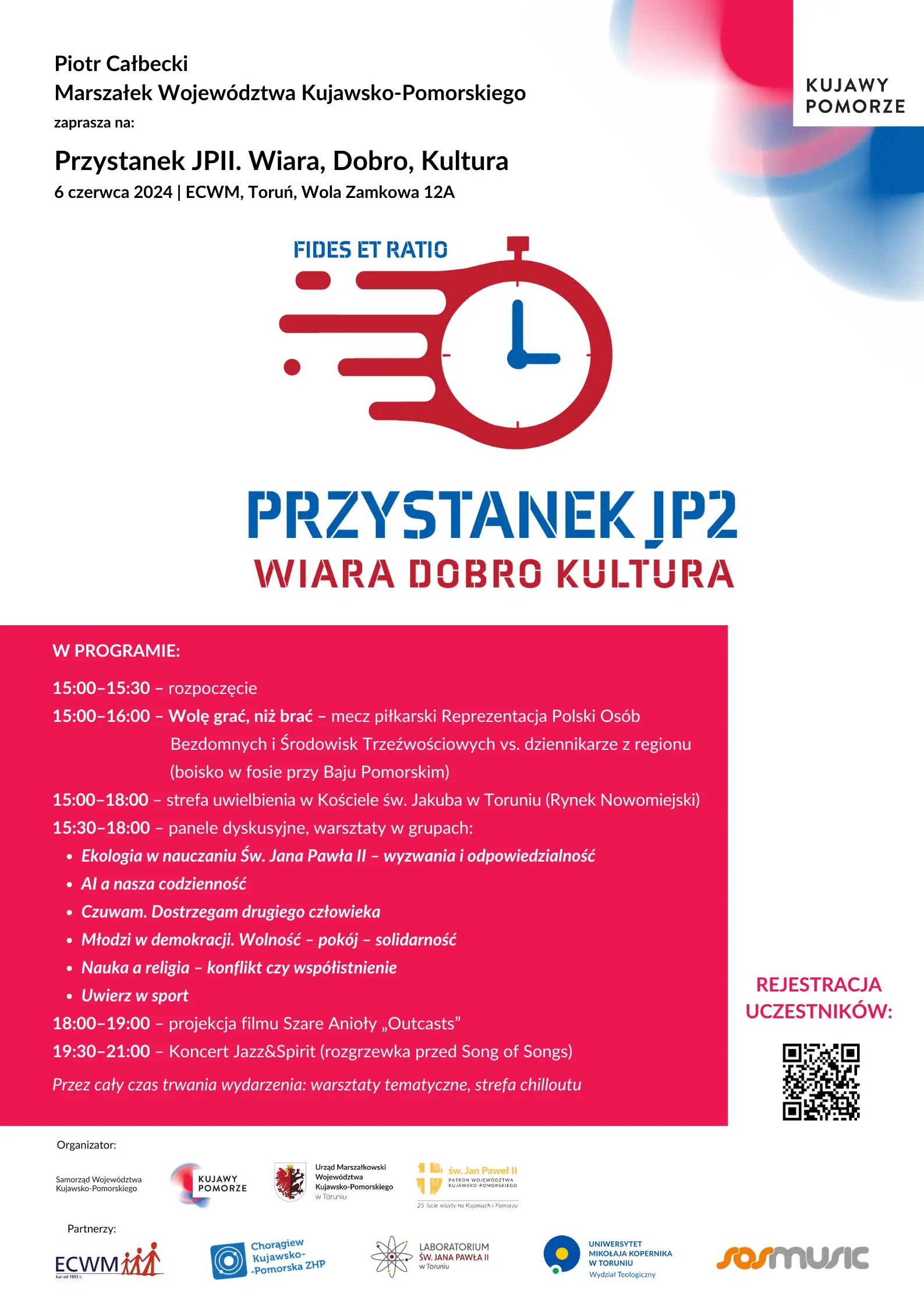 Plakat informacyjny Przystanku JP2 z programem wydarzenia.