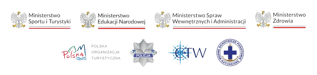 Logotypy ministerstw i organizacji.