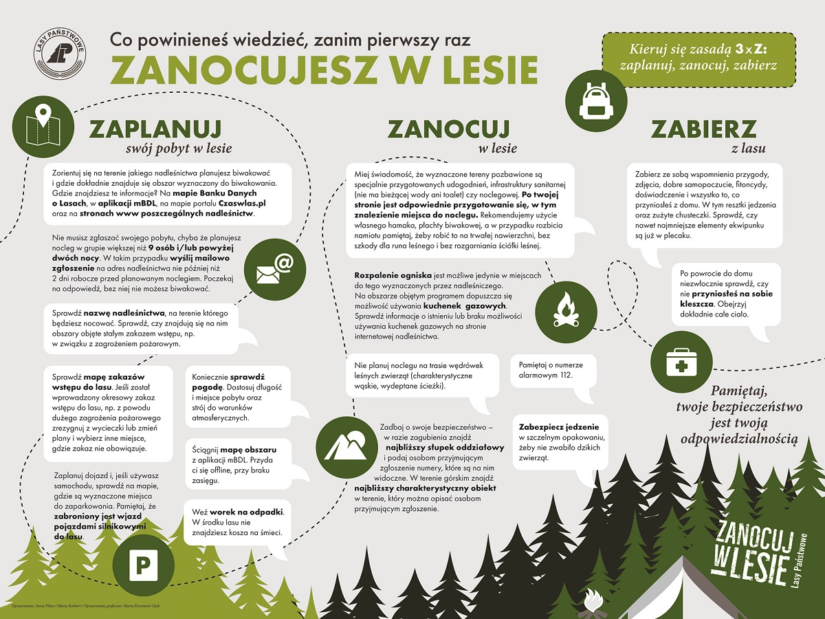 infografika Co powinieneś wiedzieć zanim pierwszy raz zanocujesz w lesie