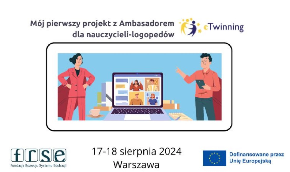 Grafika promująca wydarzenie 17-18 sierpnia w Warszawie dla nauczycieli logopedów