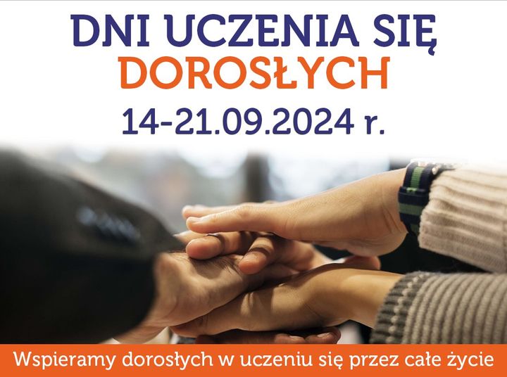 grafika z motywem ułożonych na sobie dłoni Dni Uczenia się Dorosłych