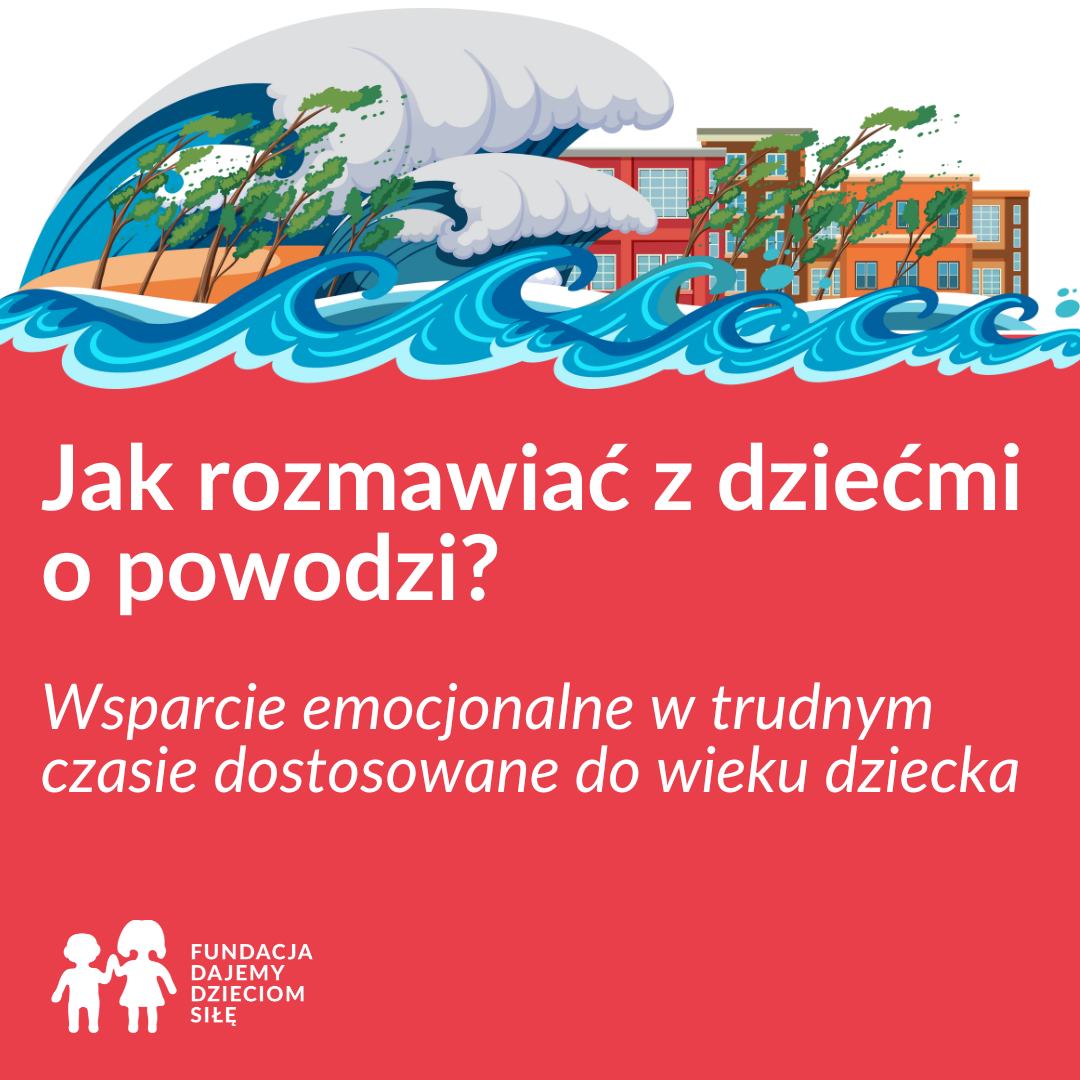 grafika Jak rozmawiać z dziećmi o powodzi? z domem objętym wysoką falą