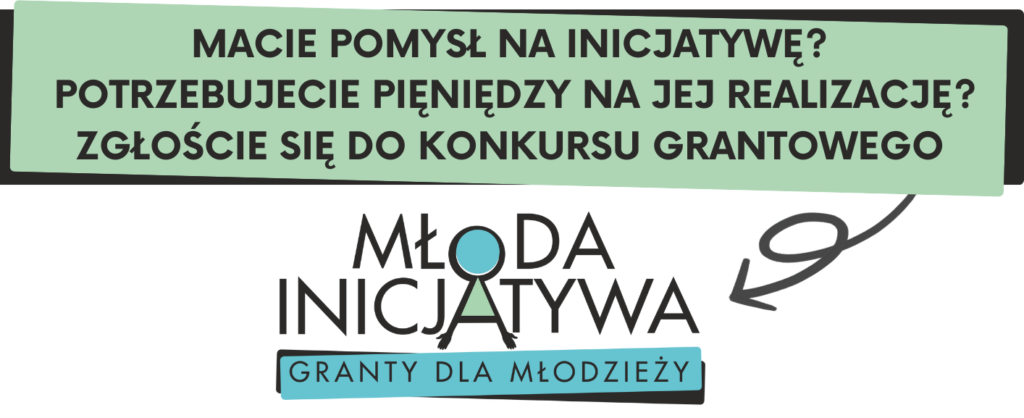 Grafika zachęcająca do udziału w konkursie z logo Młoda Inicjatywa Granty dla Młodych