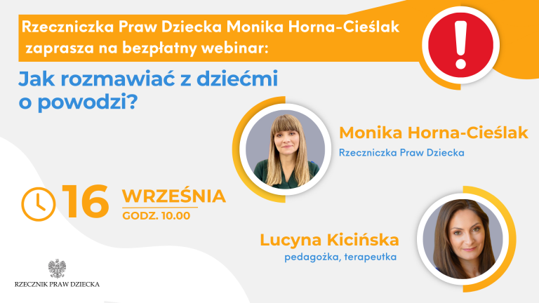 grafika webinaru ze zdjęciami jego uczestniczek Rzeczniczki Praw Dziecka i terapeutki