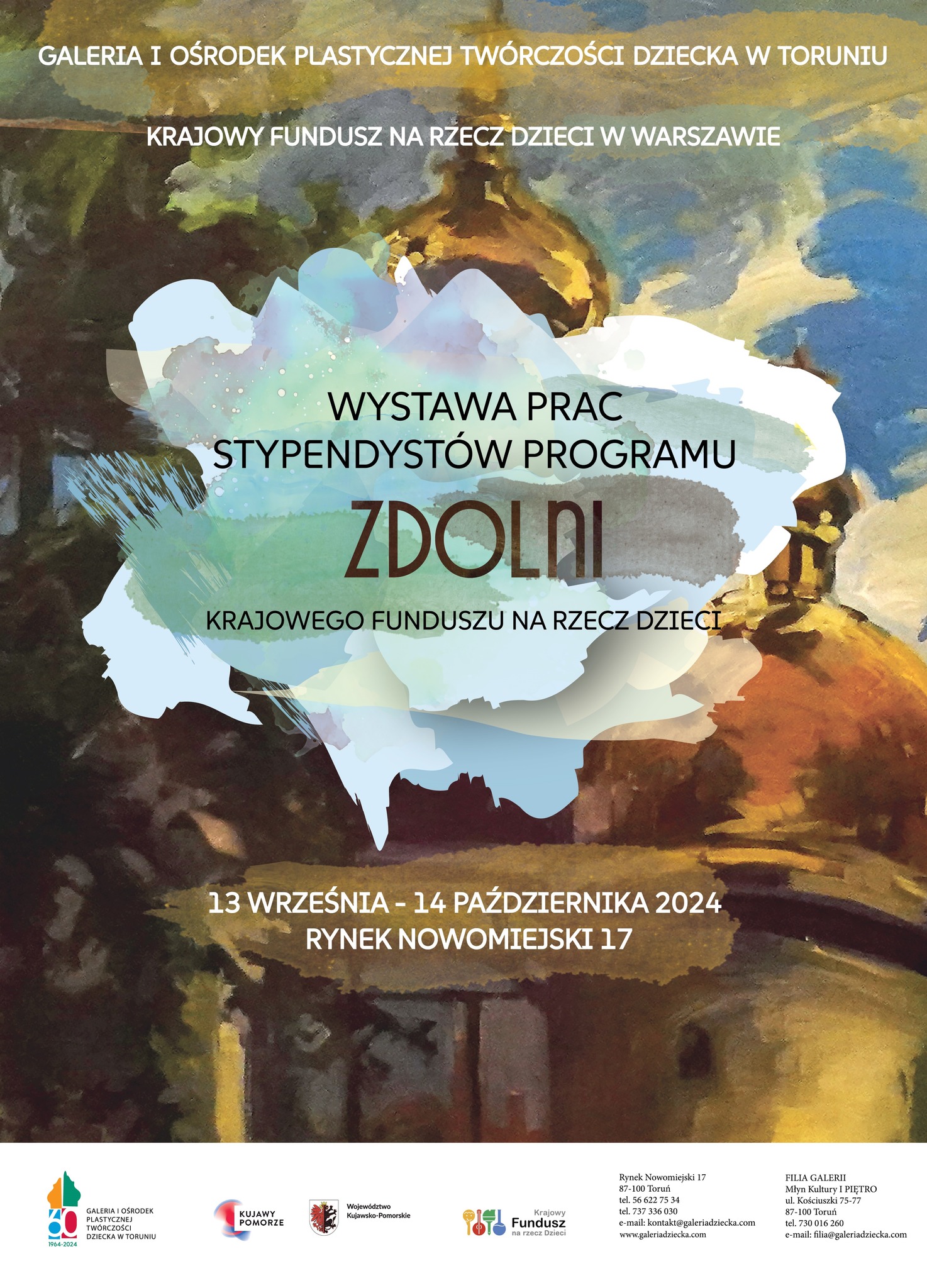 plakat wydarzenia z podstawowymi informacjami i logotypami organizatorów, wpisany w pracę plastyczną uczestniczki pleneru