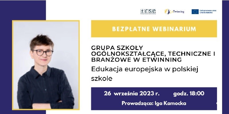 Grafika zapraszająca na webinarium: "Edukacja europejska w polskiej szkole"