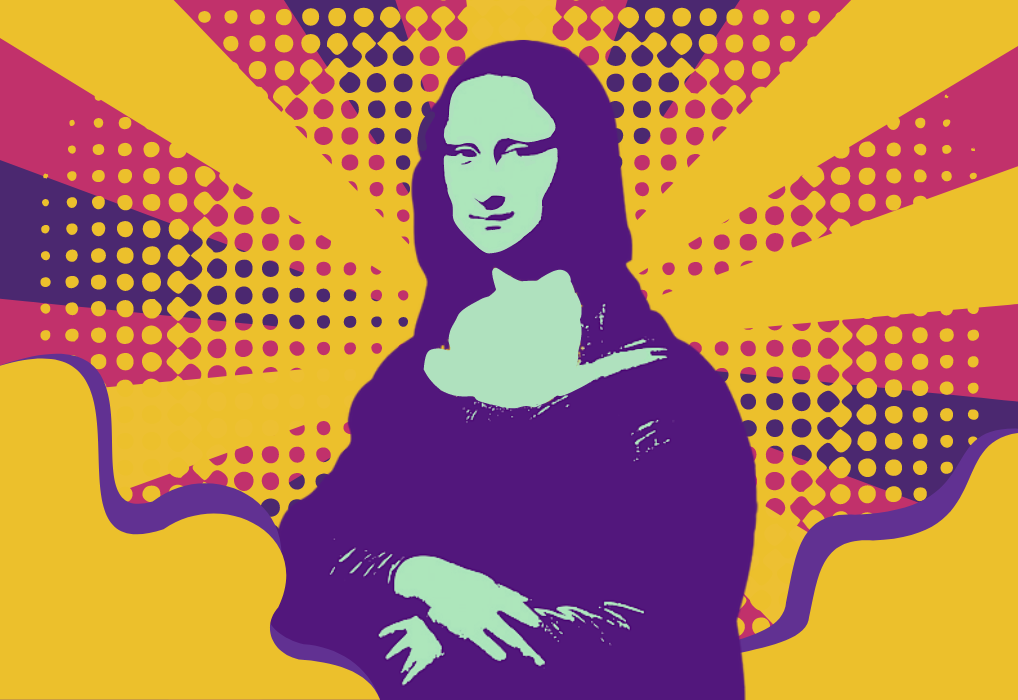 Mona Lisa w kolorowej, nowoczesnej grafice wektorowej