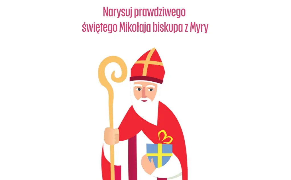 Wizerunek świętego Mikołaja z Myry w mitrze i z pastorałem.