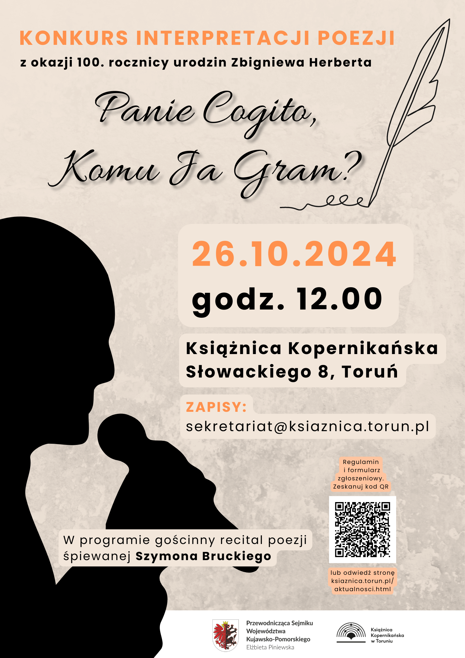 Plakat promujący konkurs interpretacji poezji